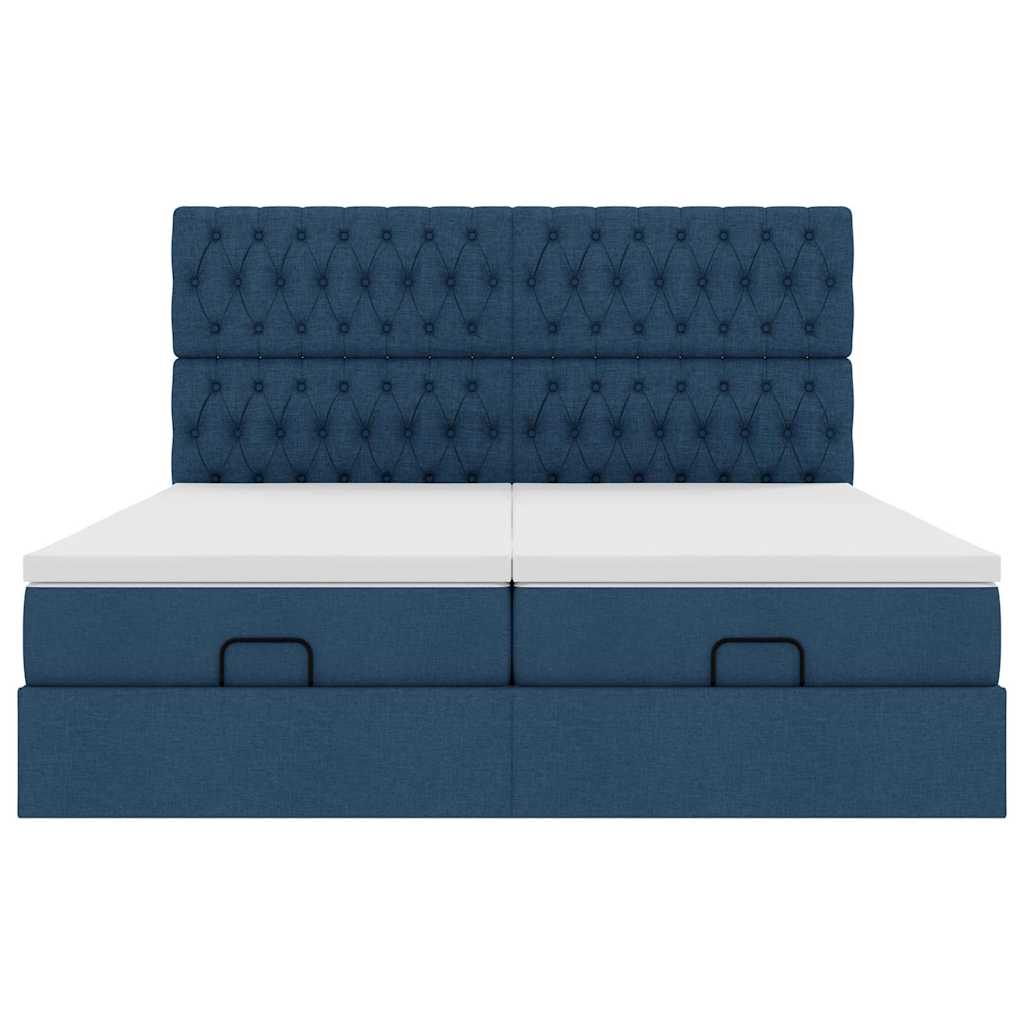 Ottoman bed met matrassen en LED's 160x200cm stof blauw – afbeelding 8