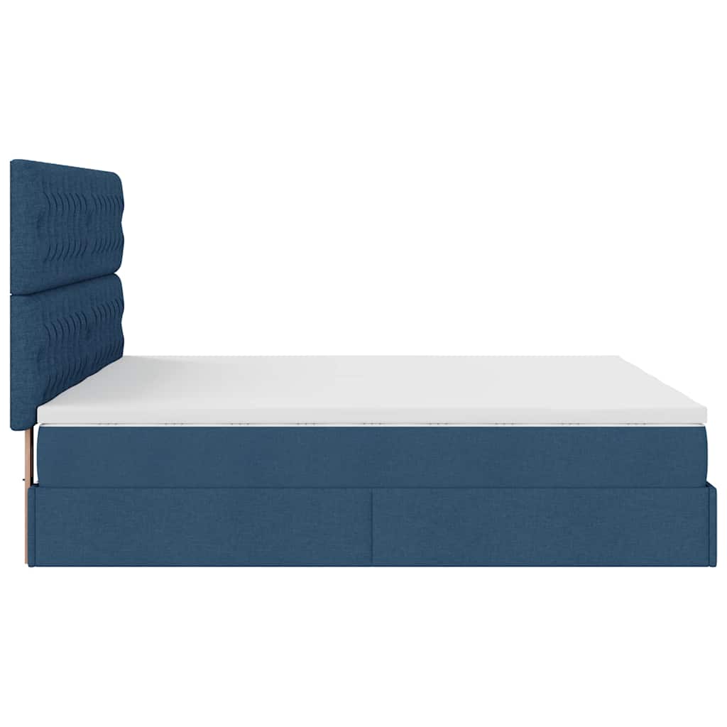 Ottoman bed met matrassen en LED's 160x200cm stof blauw – afbeelding 9