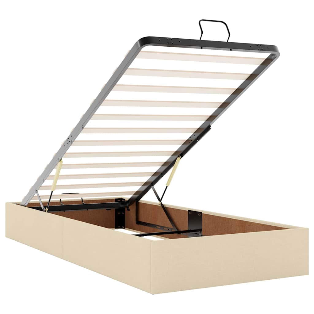 Ottoman bed met matrassen en LED's 200x200cm stof crèmekleurig – afbeelding 11