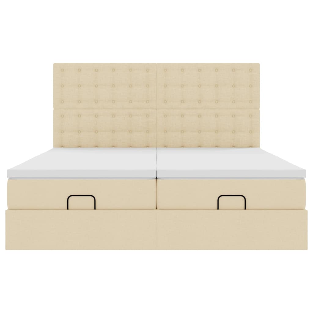 Ottoman bed met matrassen en LED's 200x200cm stof crèmekleurig – afbeelding 8