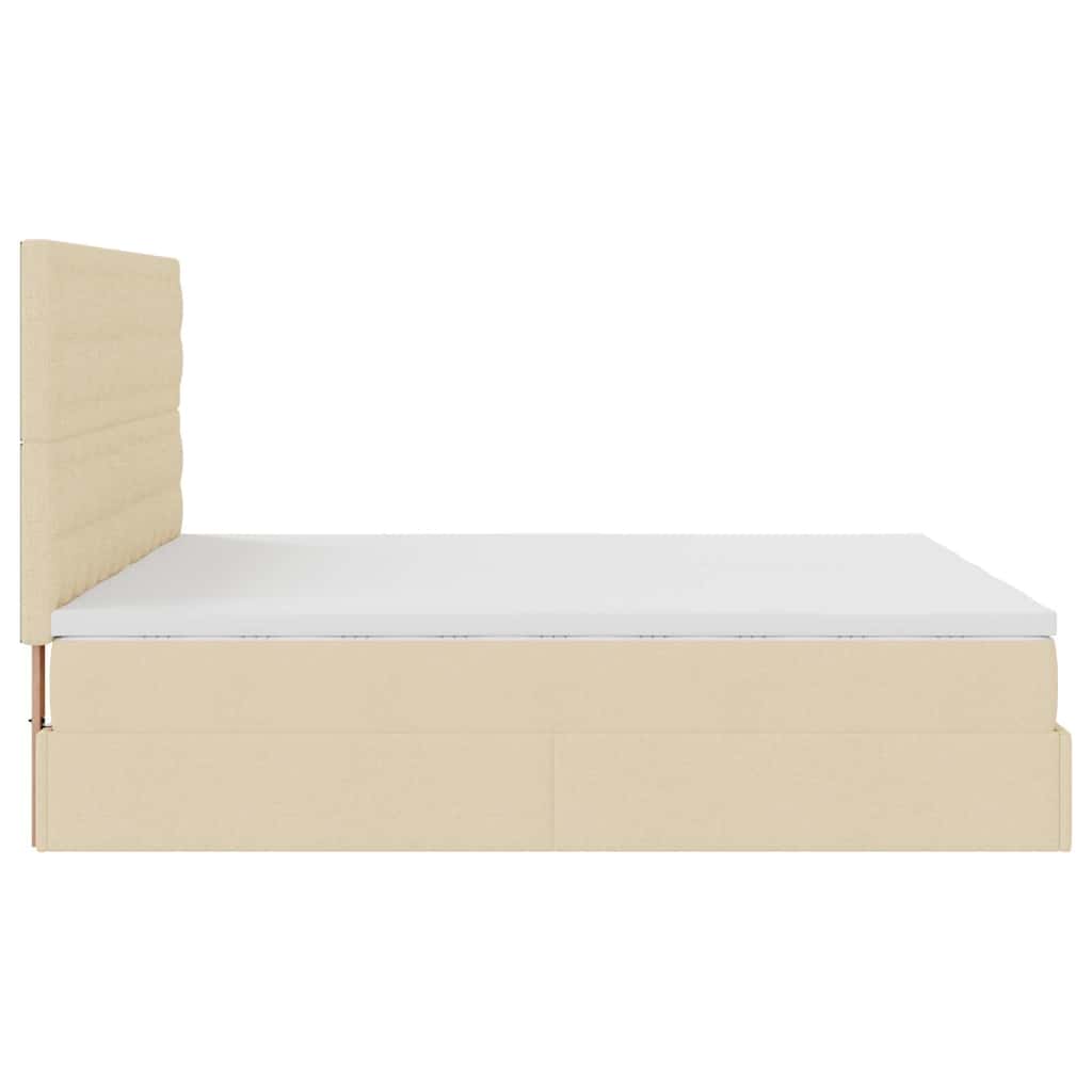 Ottoman bed met matrassen en LED's 200x200cm stof crèmekleurig – afbeelding 9