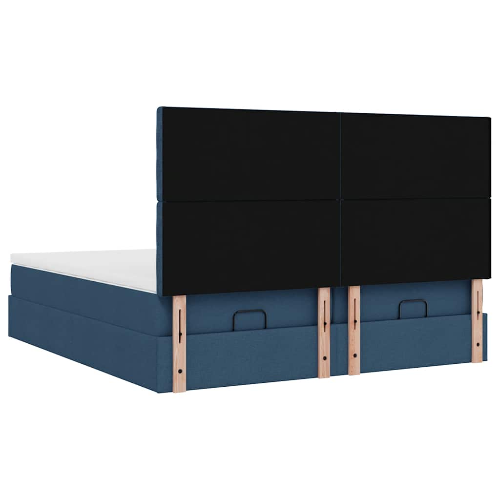 Ottoman bed met matrassen en LED's 200x200cm stof blauw – afbeelding 10