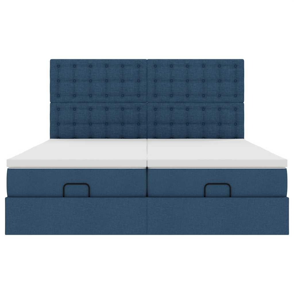 Ottoman bed met matrassen en LED's 200x200cm stof blauw – afbeelding 8