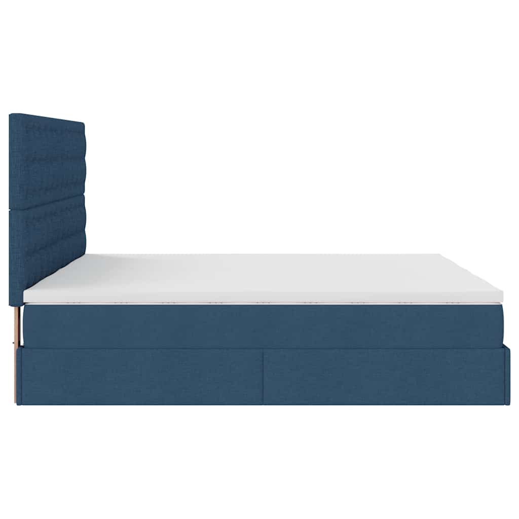 Ottoman bed met matrassen en LED's 200x200cm stof blauw – afbeelding 9