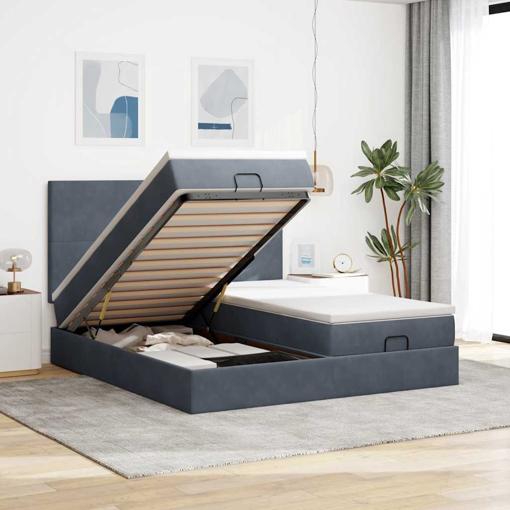 Ottoman bed met matrassen en LED's 180x200cm fluweel – afbeelding 1