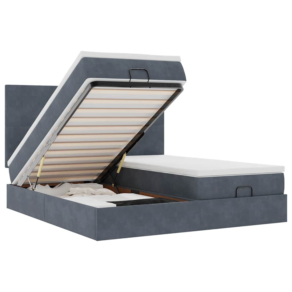 Ottoman bed met matrassen en LED's 180x200cm fluweel – afbeelding 2