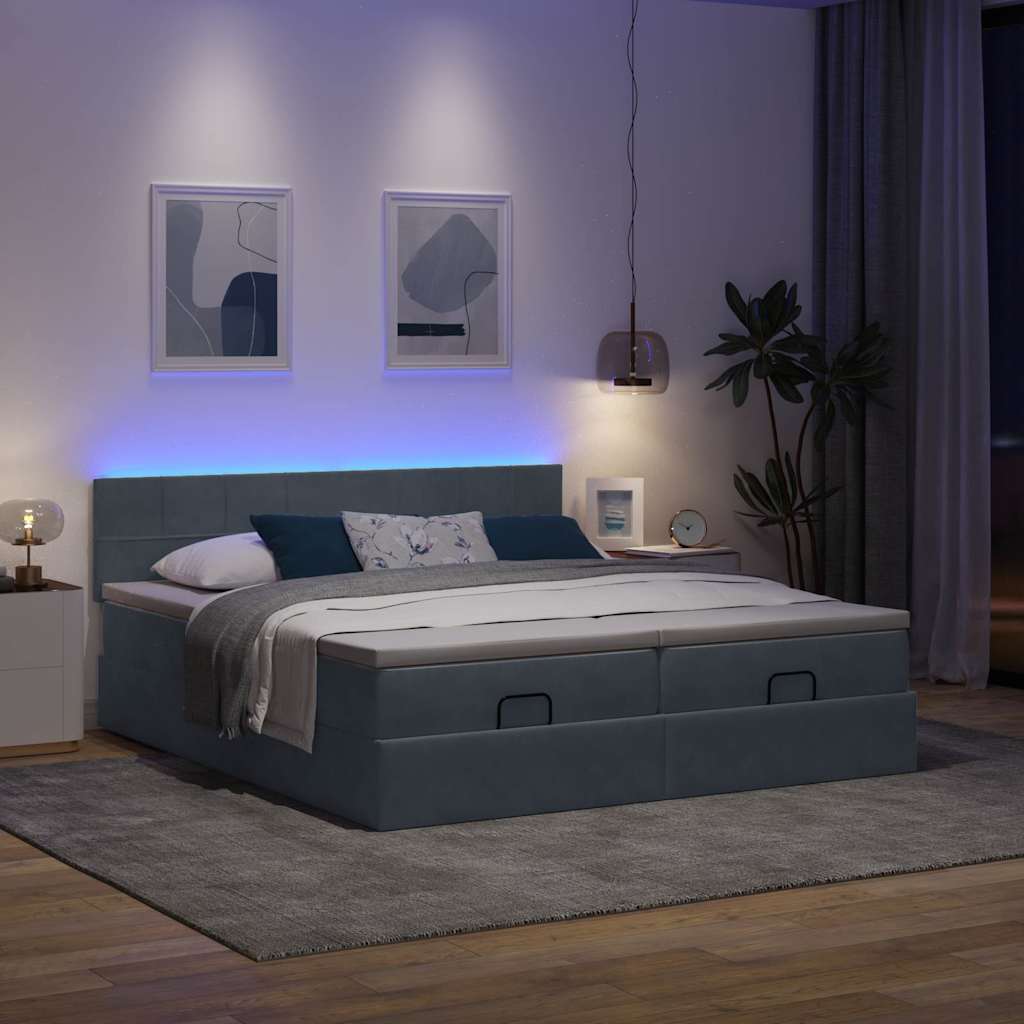 Ottoman bed met matrassen en LED's 180x200cm fluweel – afbeelding 3