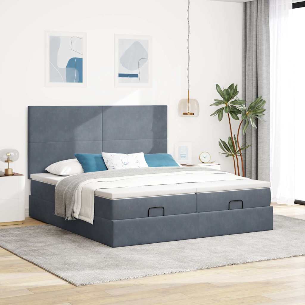 Ottoman bed met matrassen en LED's 180x200cm fluweel – afbeelding 4