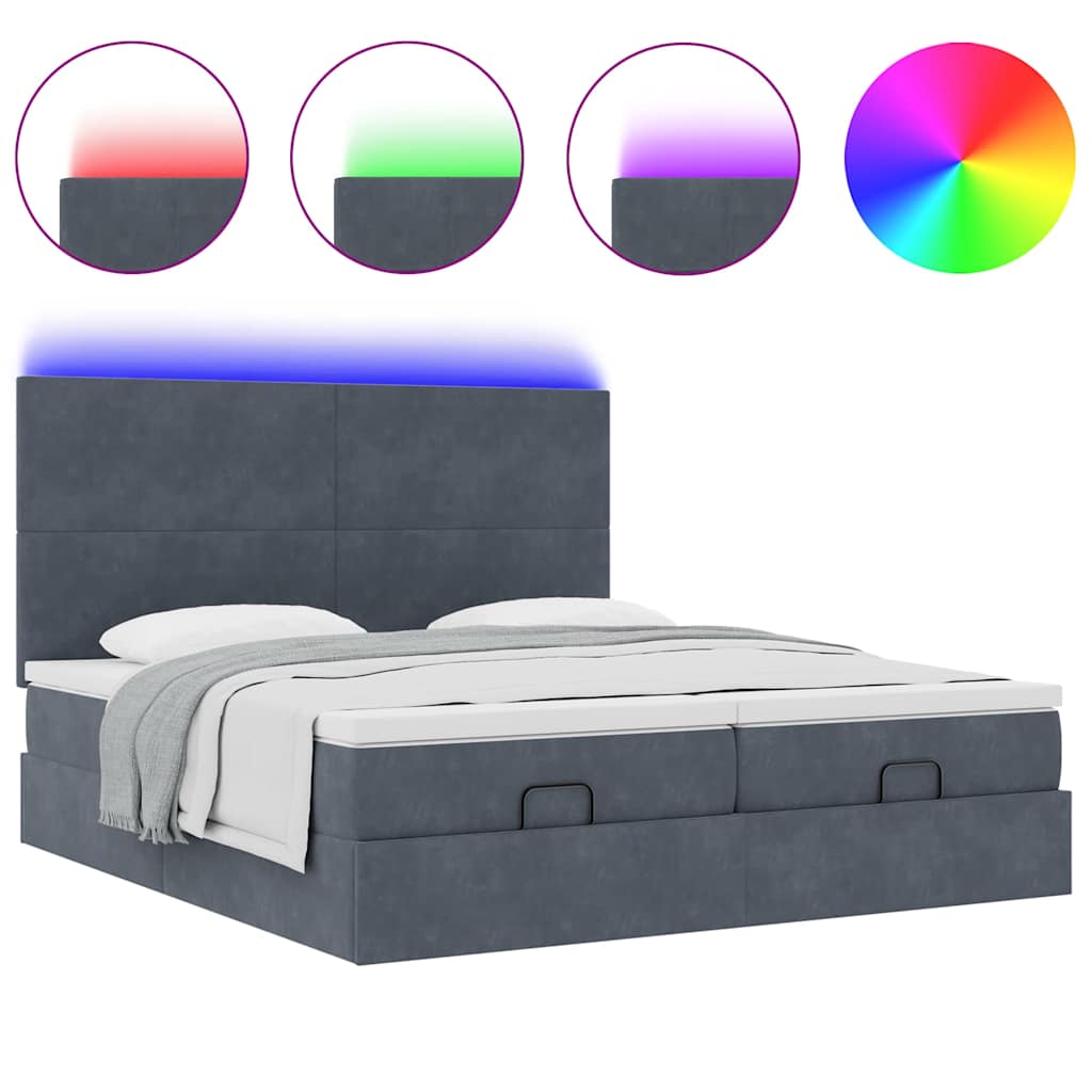 Ottoman bed met matrassen en LED's 180x200cm fluweel – afbeelding 5