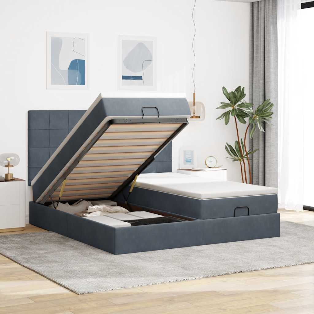 Ottoman bed met matrassen en LED's 180x200cm fluweel – afbeelding 1