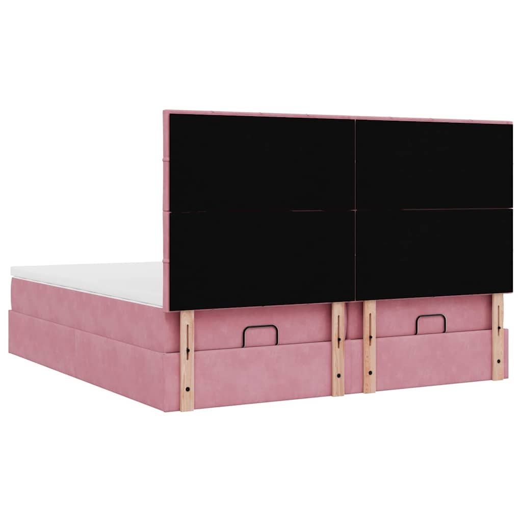 Ottoman bed met matrassen en LED's 180x200cm fluweel roze – afbeelding 10