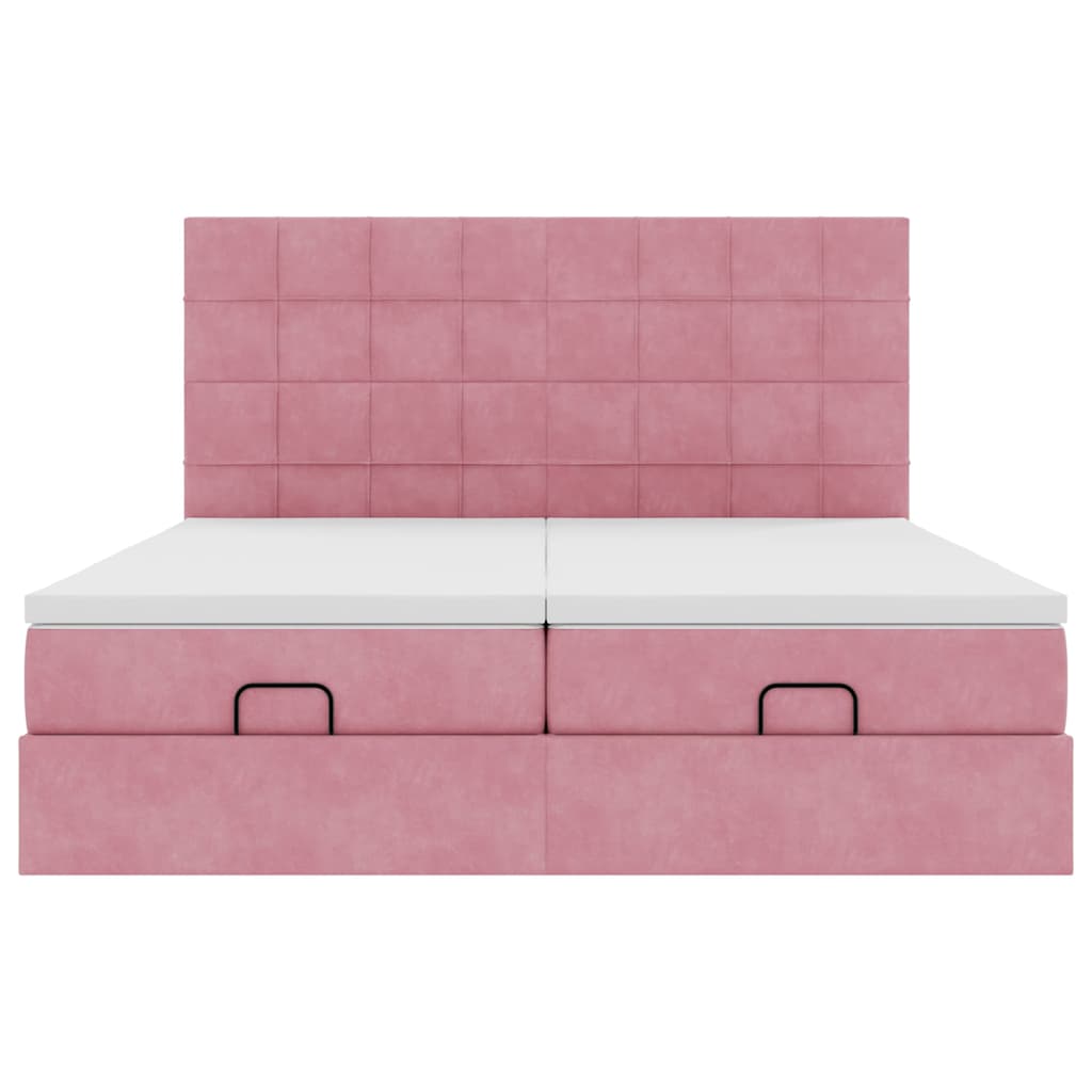 Ottoman bed met matrassen en LED's 180x200cm fluweel roze – afbeelding 8