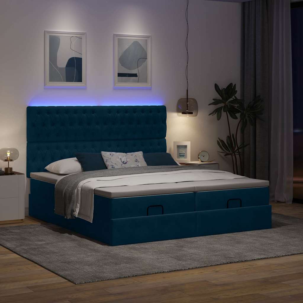 Ottoman bed met matrassen en LED's 160x200cm fluweel – afbeelding 3