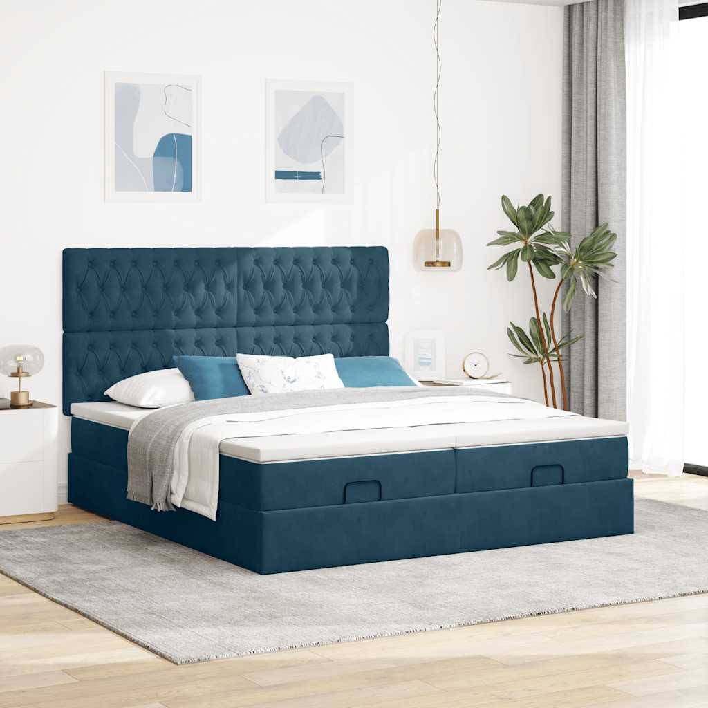 Ottoman bed met matrassen en LED's 160x200cm fluweel – afbeelding 4
