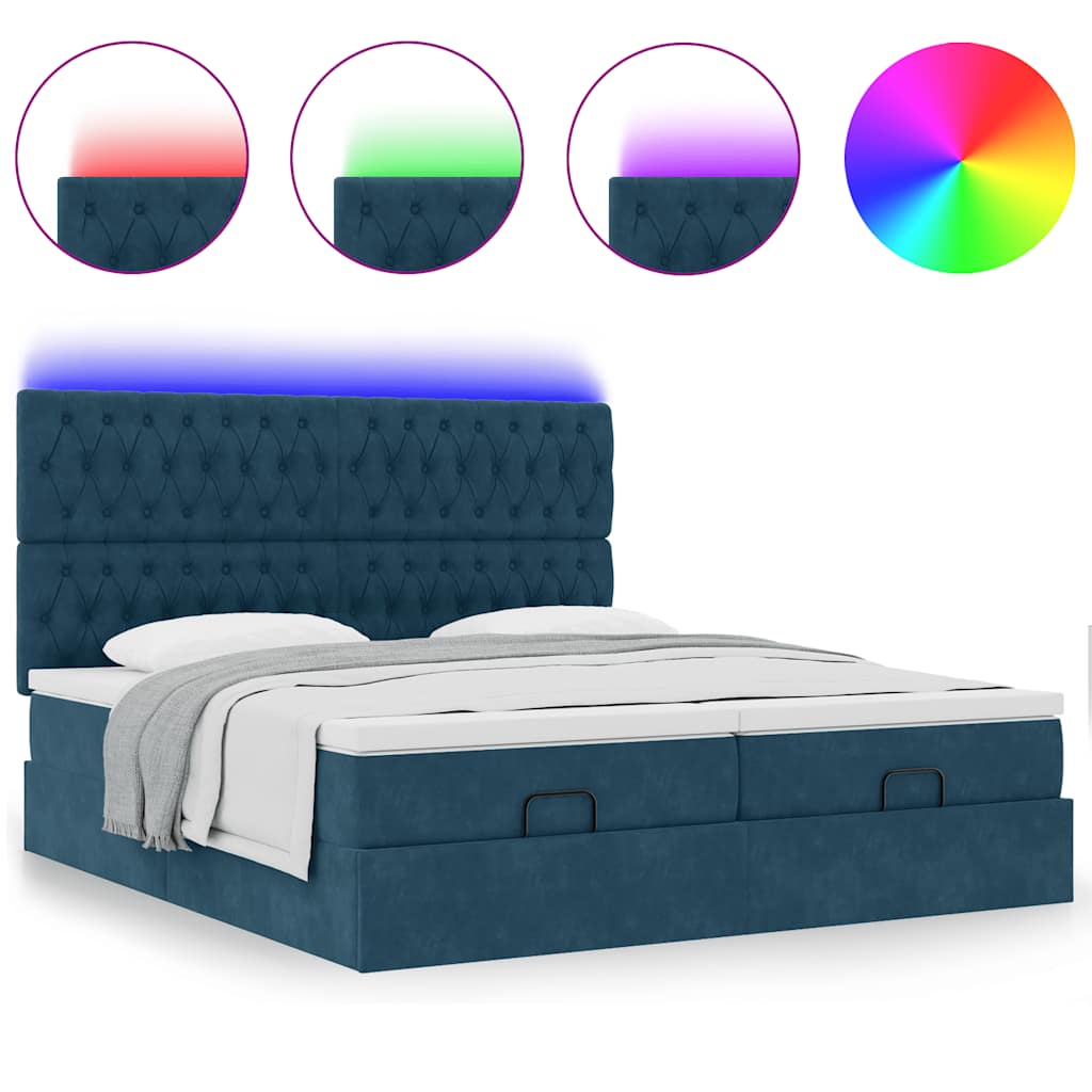 Ottoman bed met matrassen en LED's 160x200cm fluweel – afbeelding 5