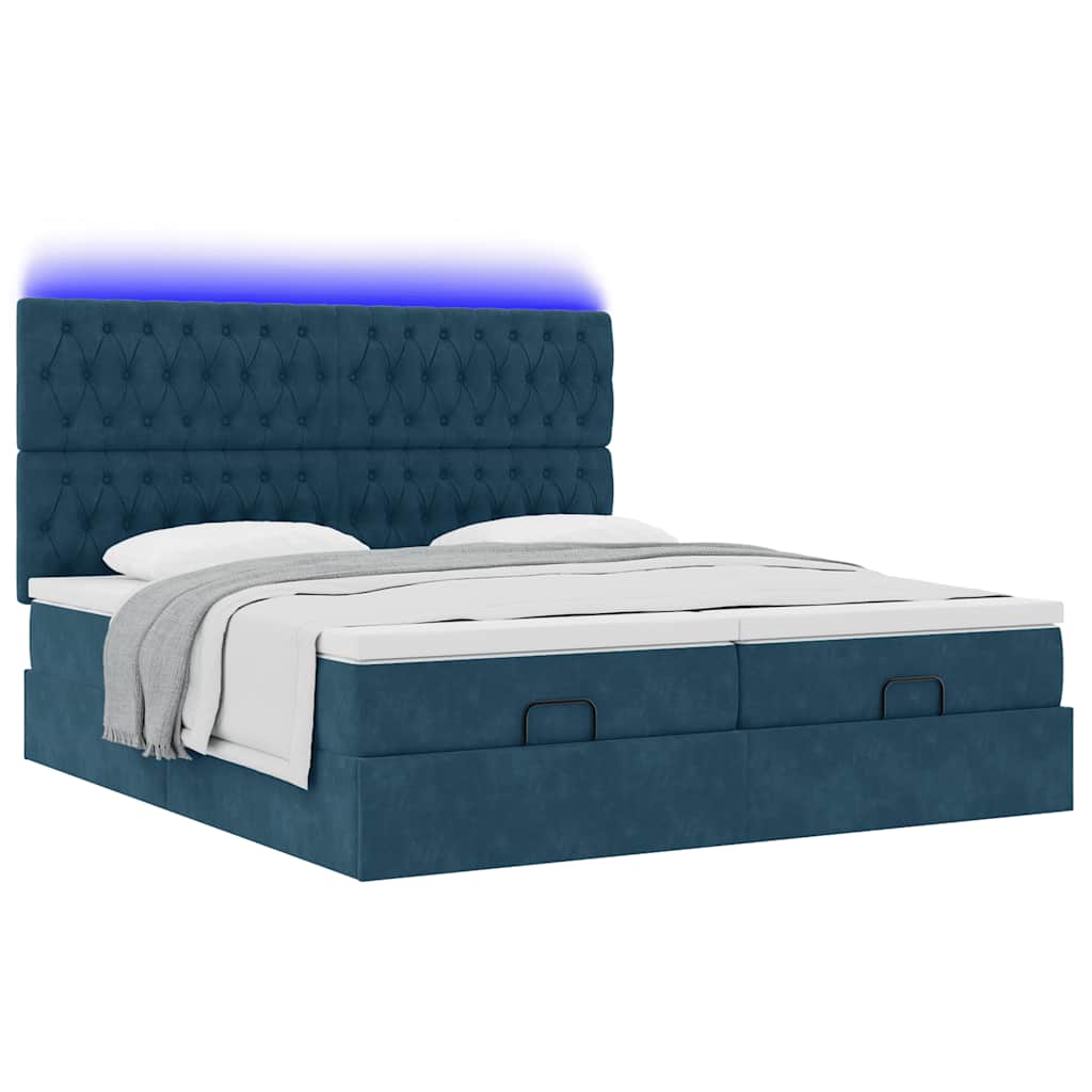 Ottoman bed met matrassen en LED's 160x200cm fluweel – afbeelding 6