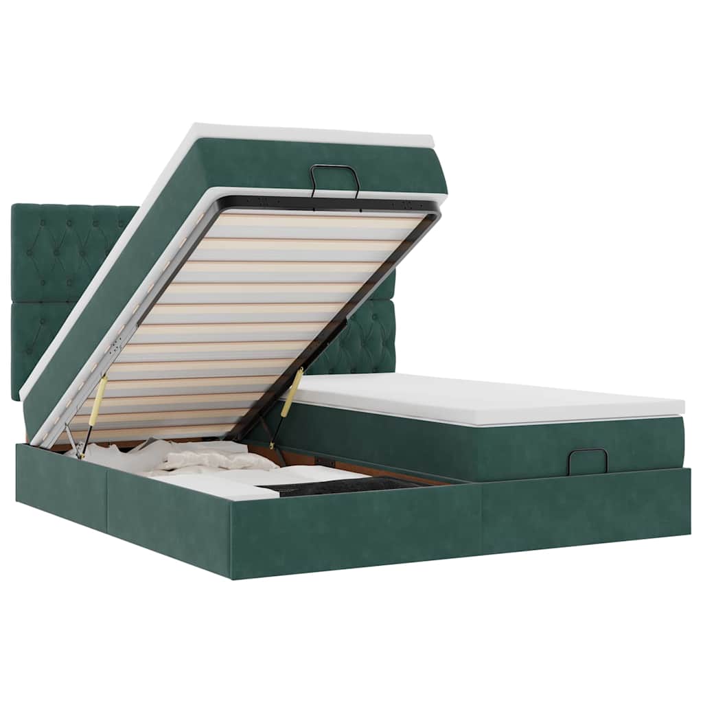 Ottoman bed met matrassen en LED's 200x200cm fluweel – afbeelding 2