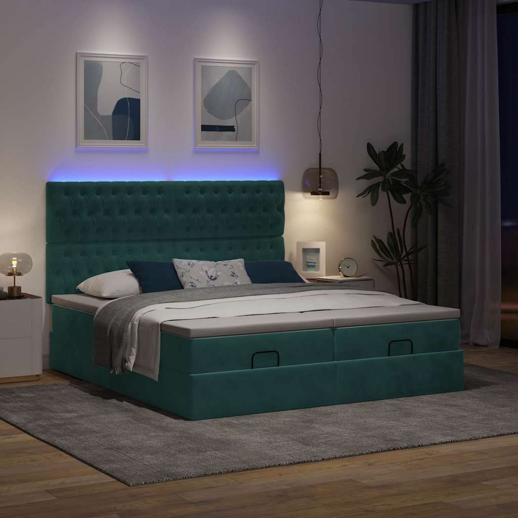 Ottoman bed met matrassen en LED's 200x200cm fluweel – afbeelding 3