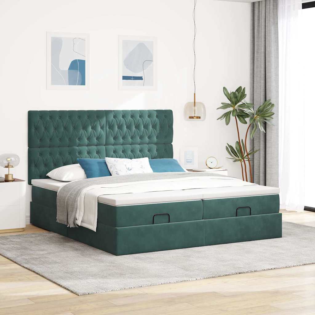 Ottoman bed met matrassen en LED's 200x200cm fluweel – afbeelding 4