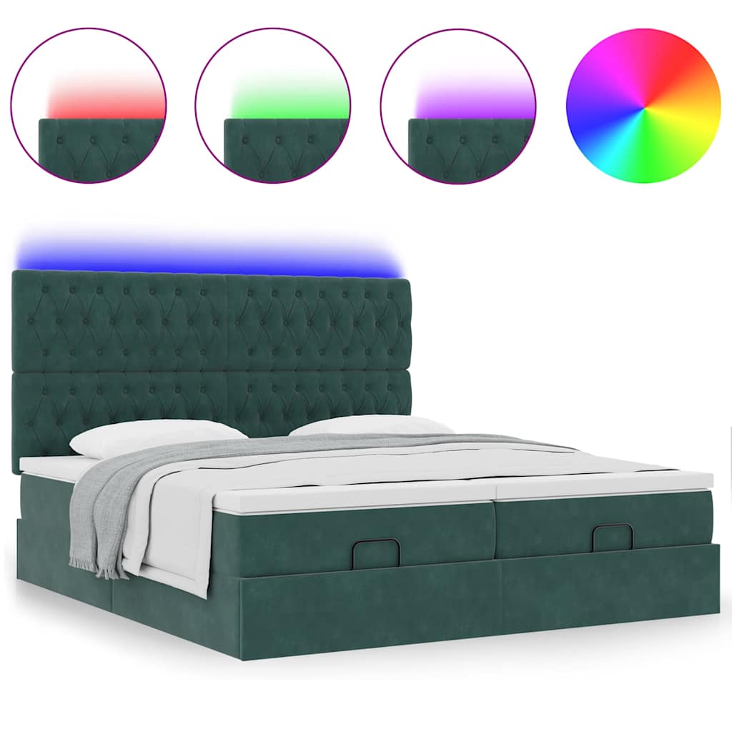 Ottoman bed met matrassen en LED's 200x200cm fluweel – afbeelding 5