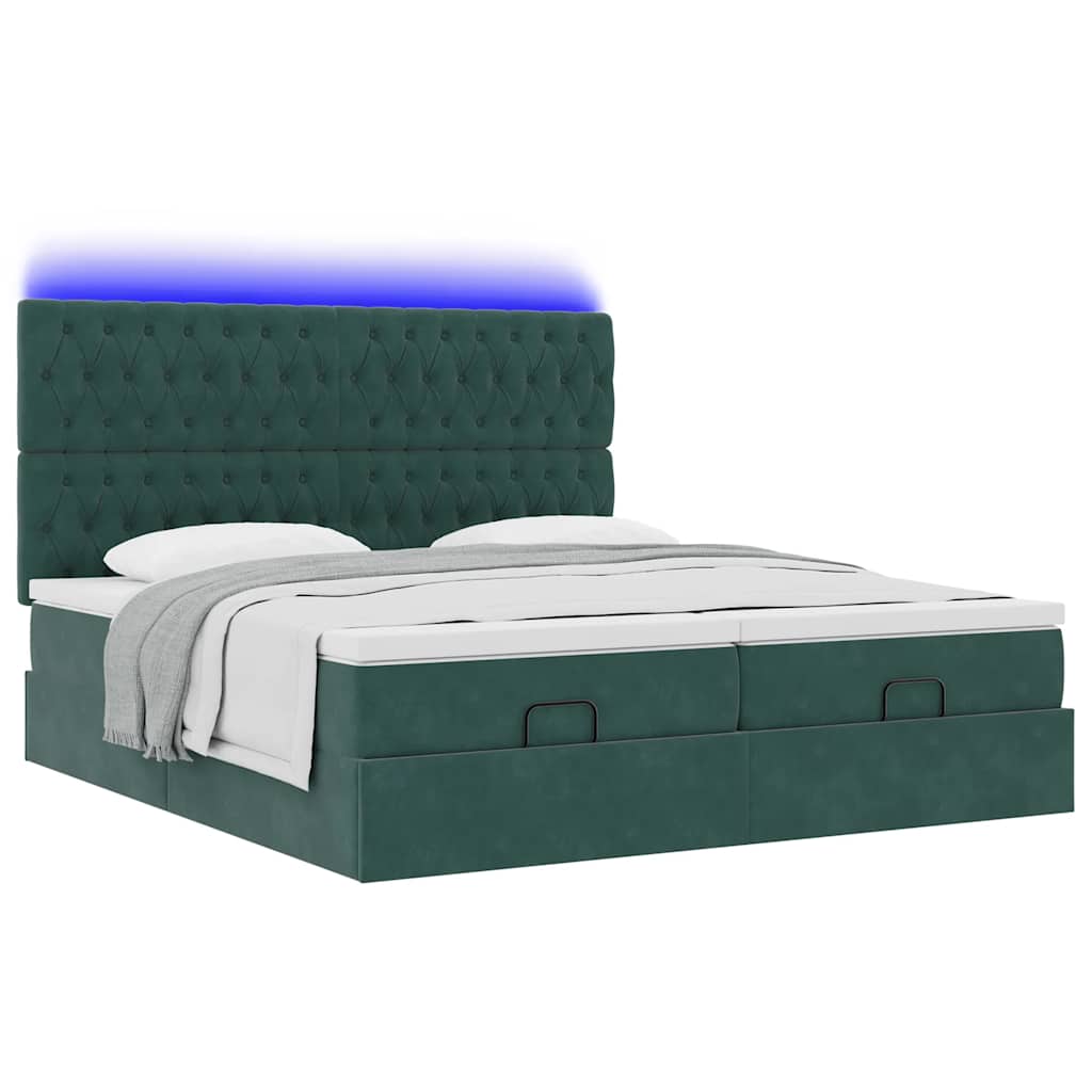 Ottoman bed met matrassen en LED's 200x200cm fluweel – afbeelding 6
