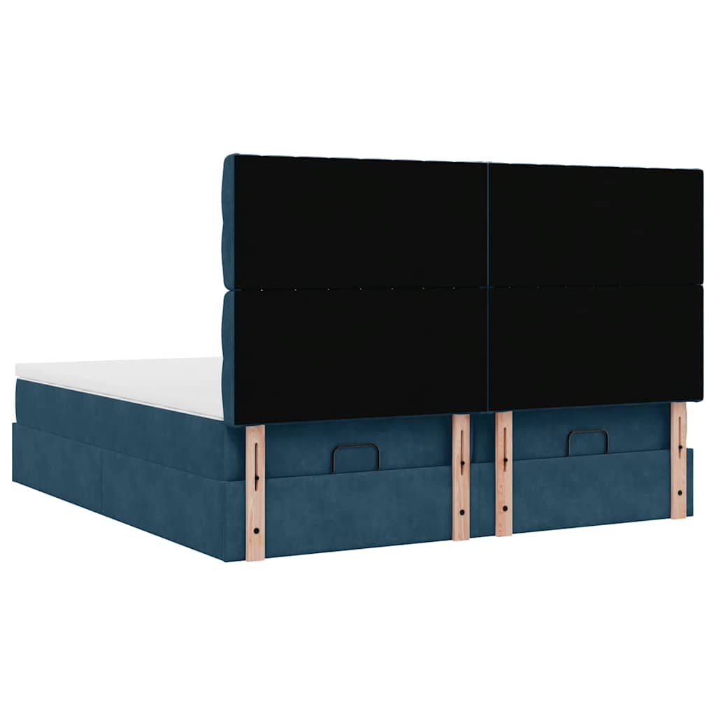 Bed poef met matrassen en leds 200x200 cm fluweel donkerblauw – afbeelding 10