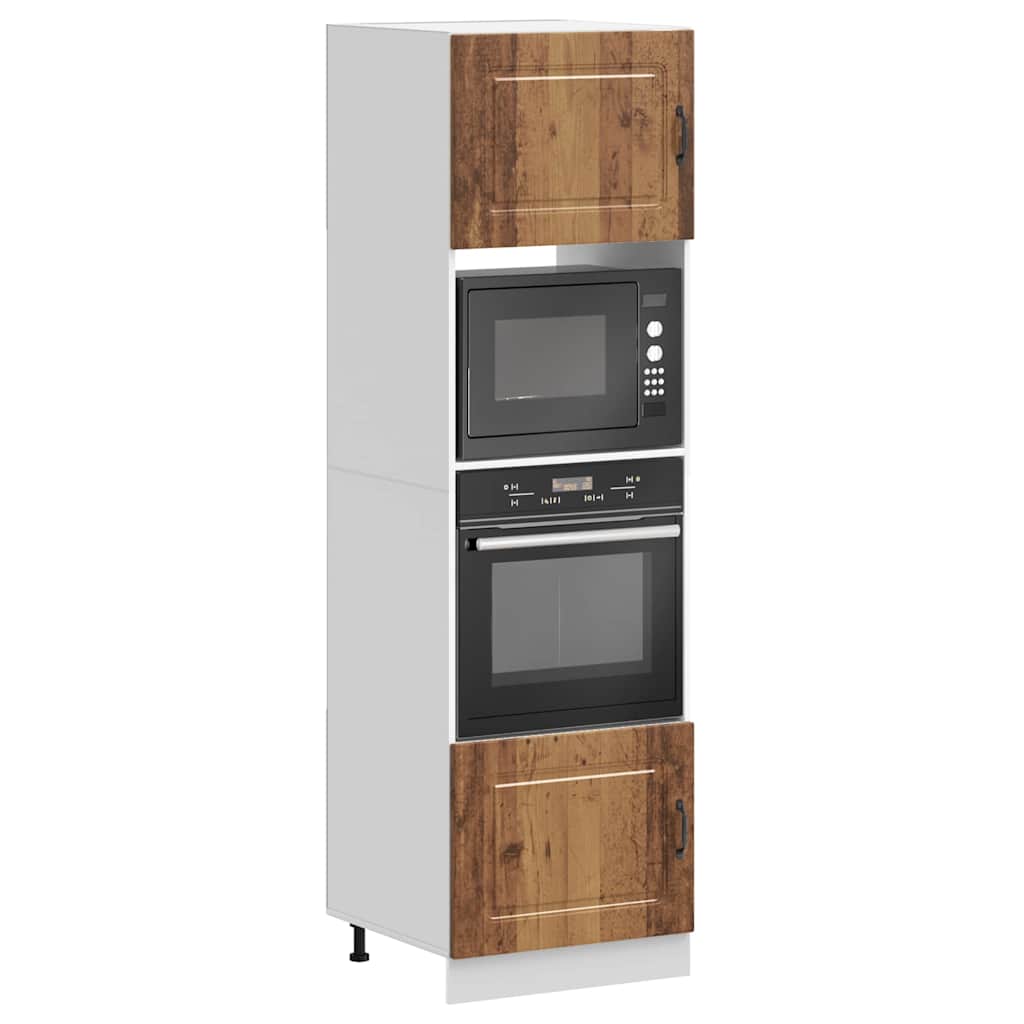 Ovenkasten 2 st Kalmar bewerkt hout oud houtkleurig