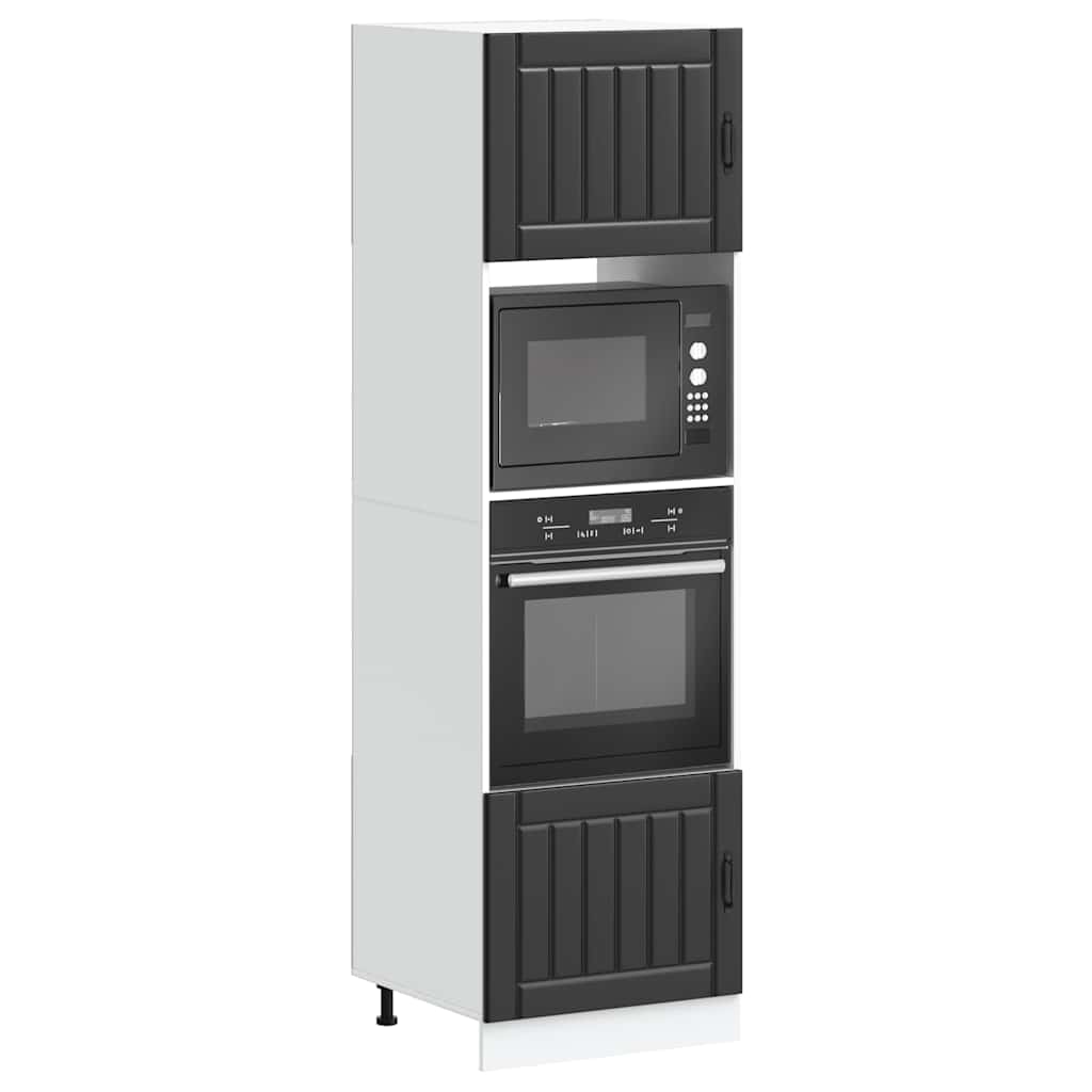 Ovenkasten 2 st Lucca bewerkt hout zwart