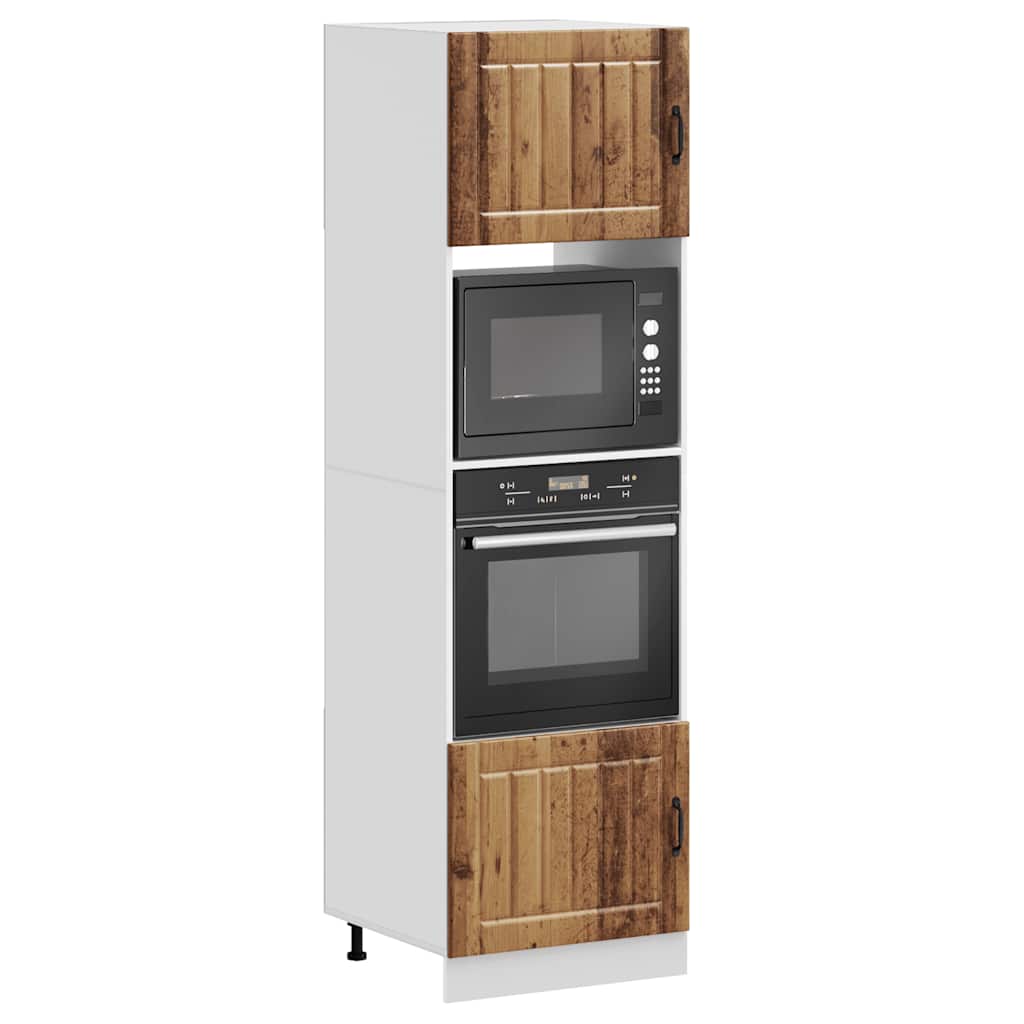 Ovenkasten 2 st Lucca bewerkt hout oud houtkleurig