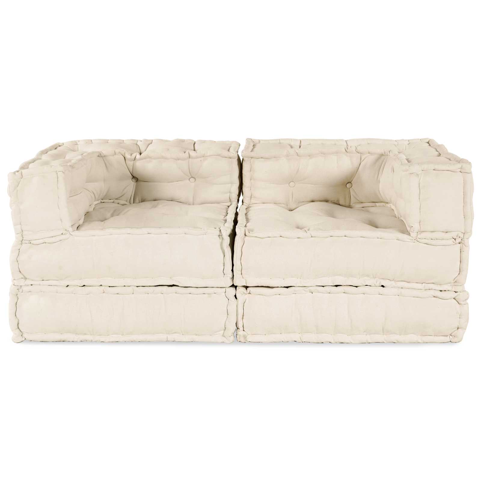 Modulair Sofabet 2 pcs Crèmekleurig 140 x 70 x 56 cm Stof – afbeelding 1