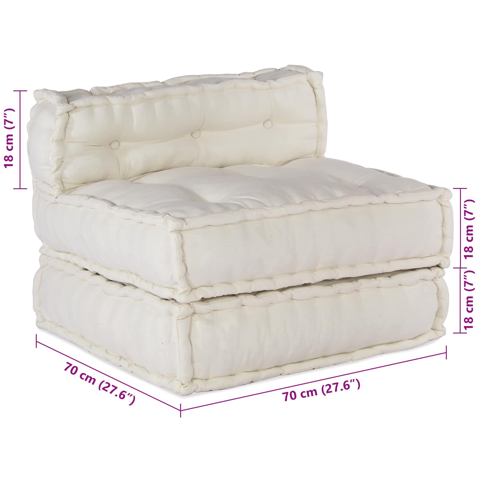 Modulair Sofabet 3 pcs Crèmekleurig Stof – afbeelding 11