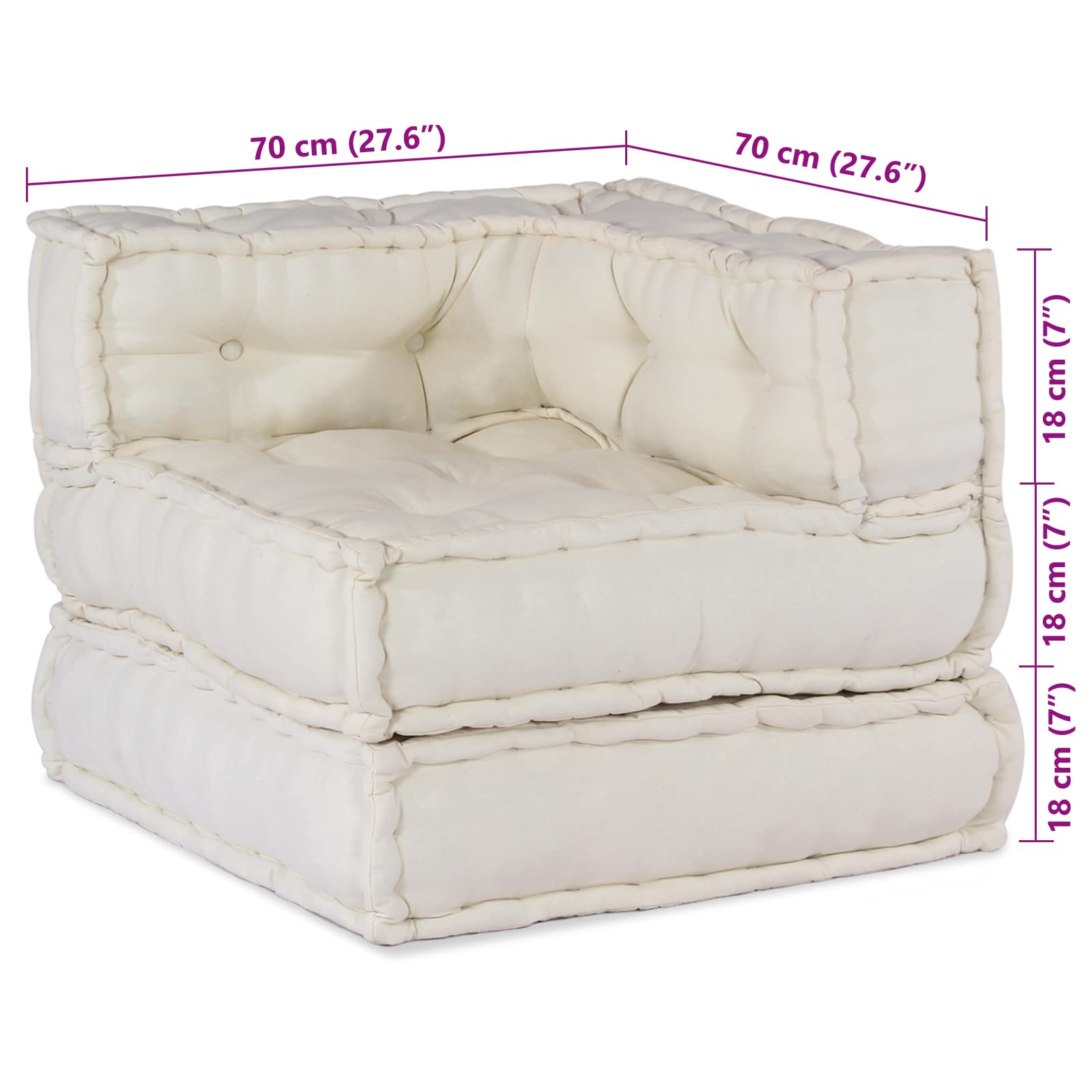Modulair Sofabet 3 pcs Crèmekleurig Stof – afbeelding 12