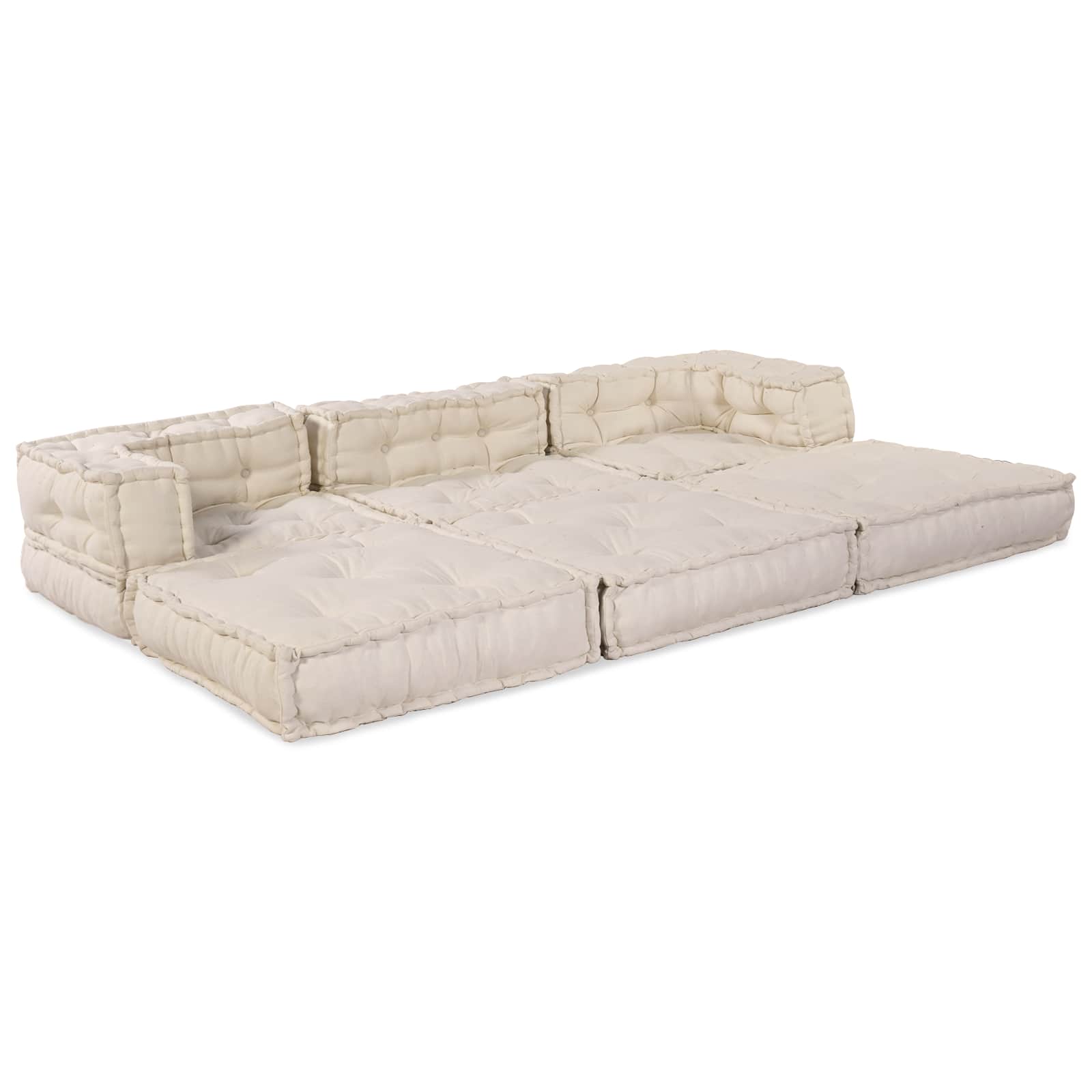 Modulair Sofabet 3 pcs Crèmekleurig Stof – afbeelding 5