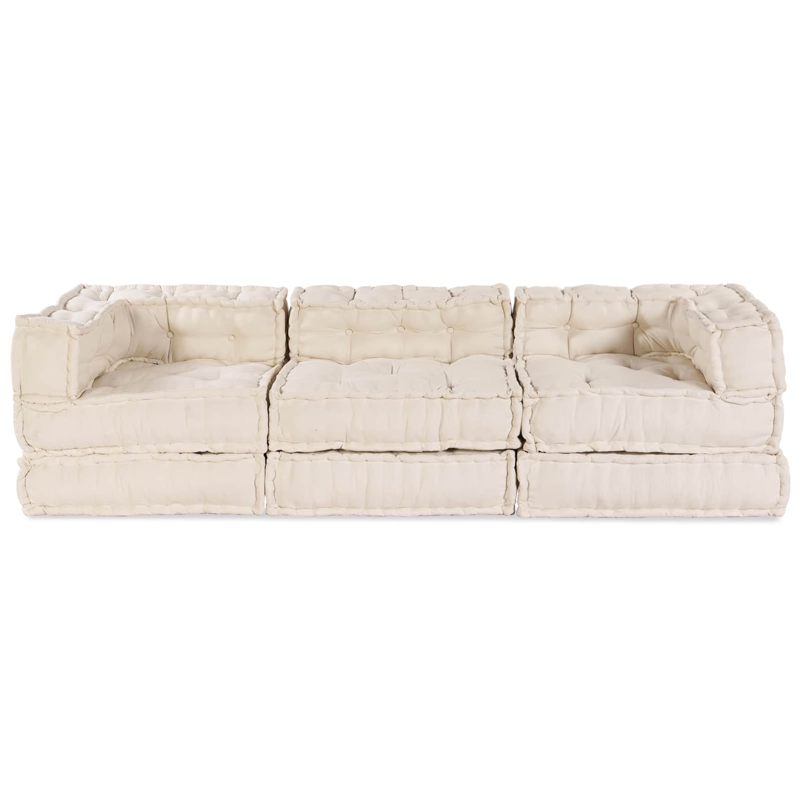 Modulair Sofabet 3 pcs Crèmekleurig Stof – afbeelding 6