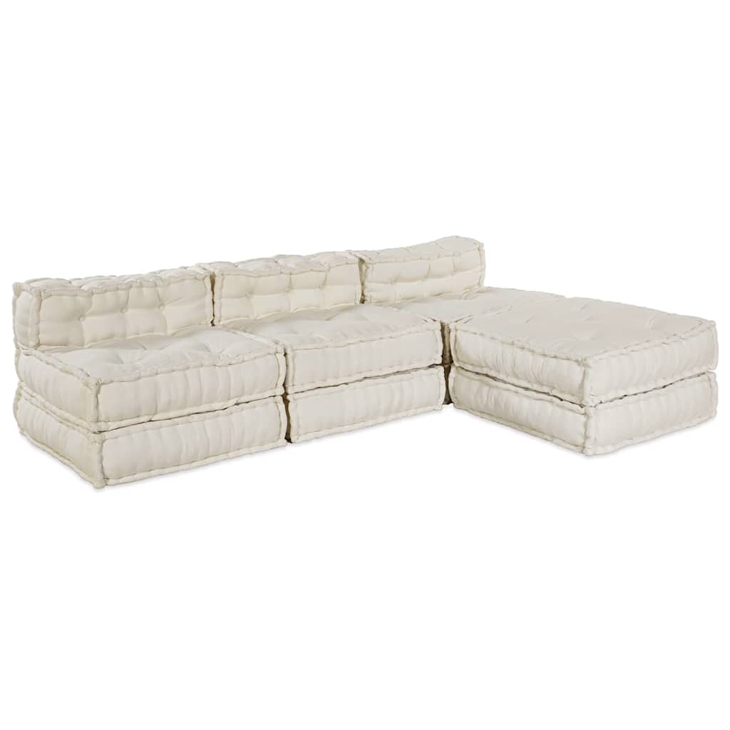Modulair Sofabet 4 pcs Crèmekleurig Stof – afbeelding 1