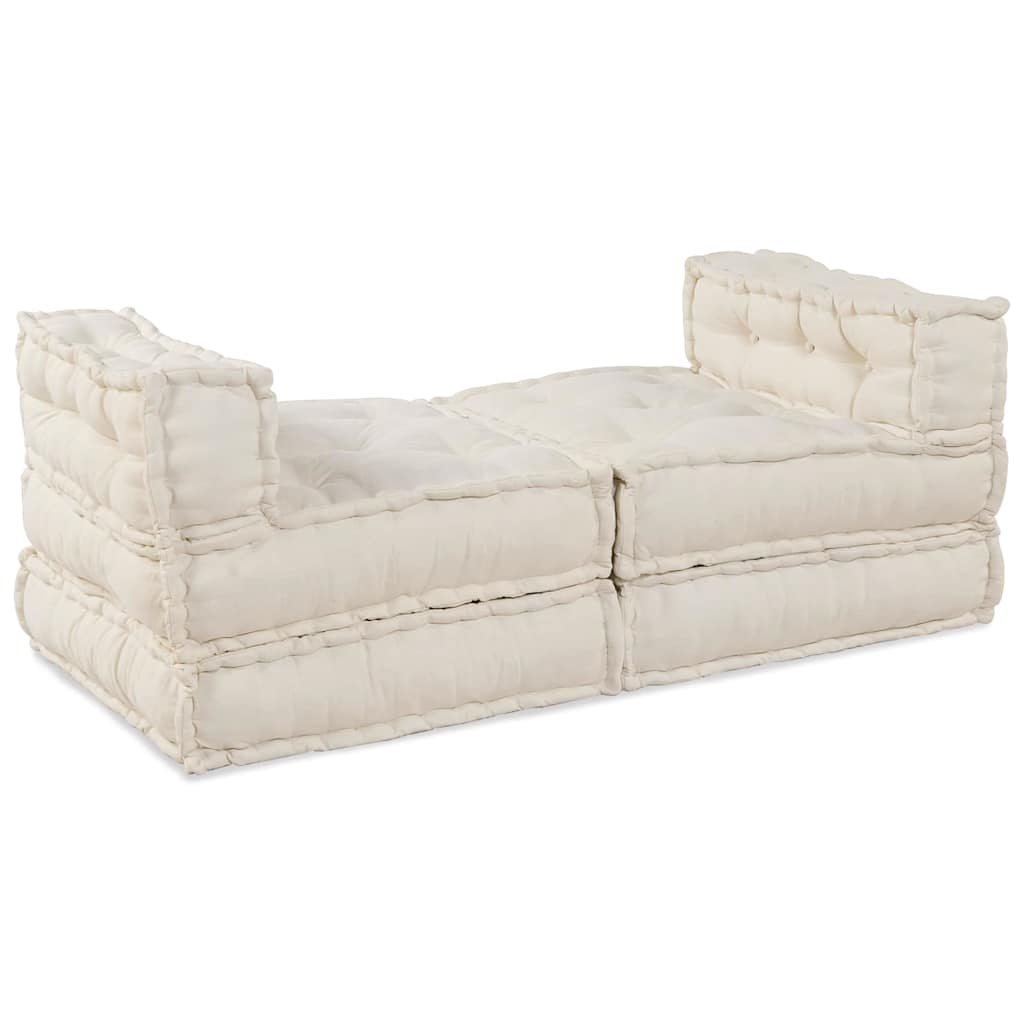 Modulair Sofabet 4 pcs Crèmekleurig Stof – afbeelding 4