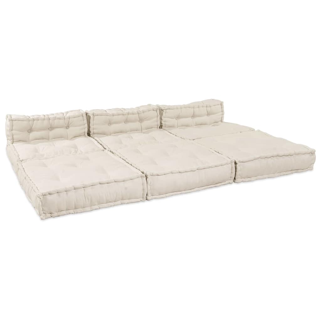 Modulair Sofabet 4 pcs Crèmekleurig Stof – afbeelding 6