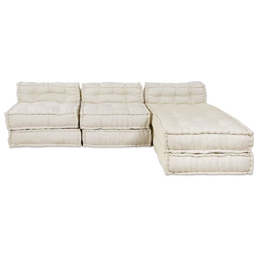Modulair Sofabet 4 pcs Crèmekleurig Stof – afbeelding 7