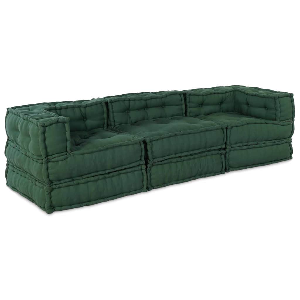 Modulair Sofabet 3 pcs Groen Stof