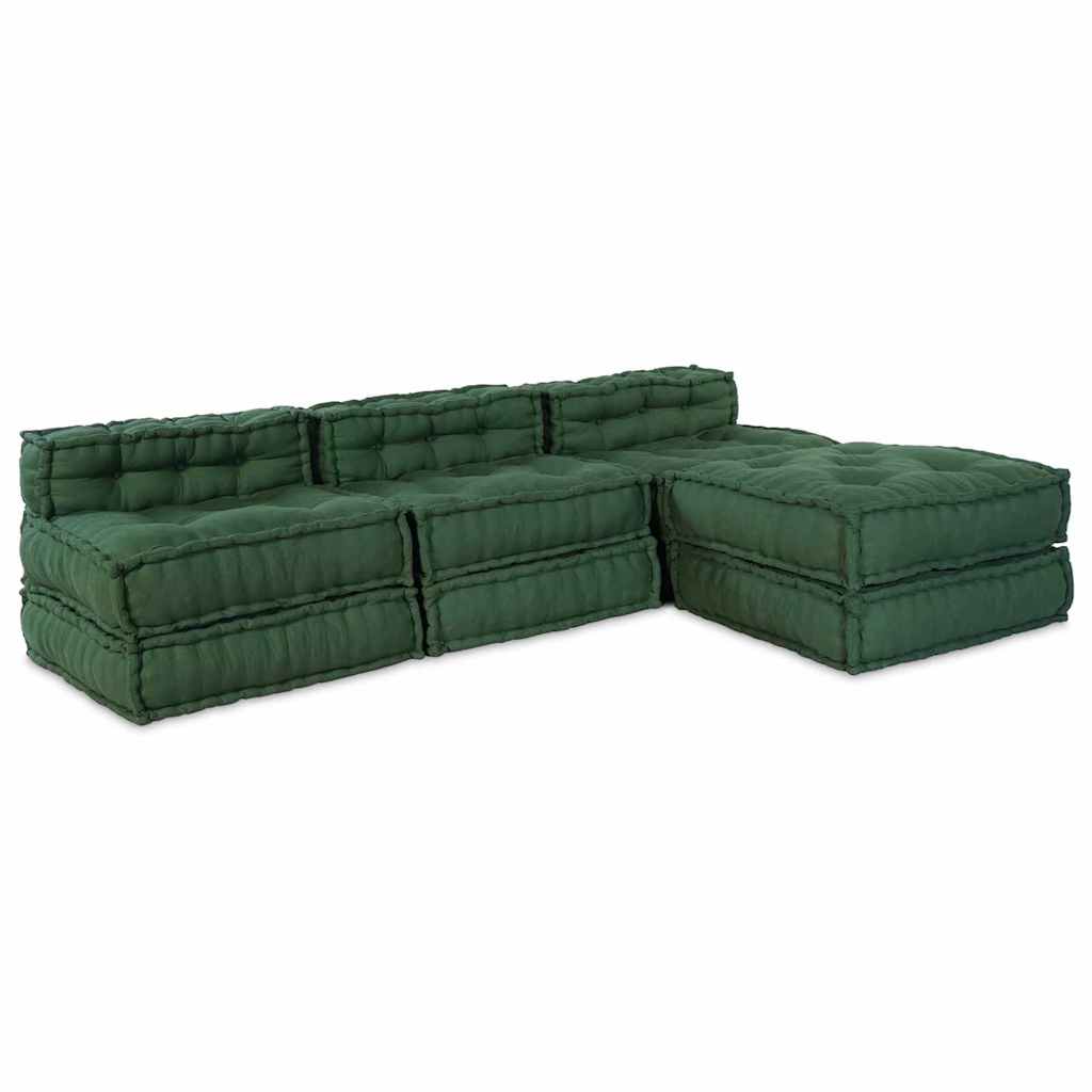 Modulair Sofabet 4 pcs Groen Stof – afbeelding 1
