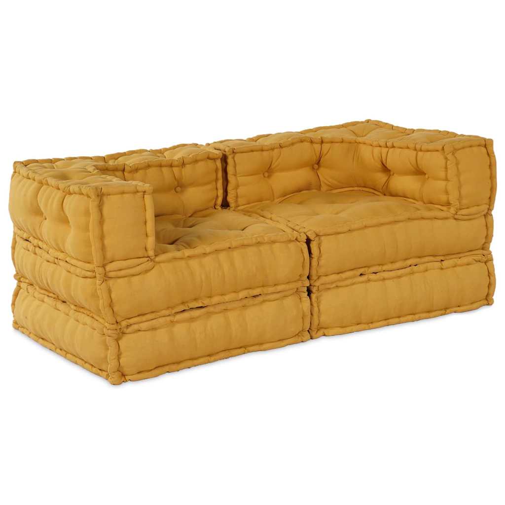 Modulair Sofabet 2 pcs Geel 140 x 70 x 56 cm Stof – afbeelding 1