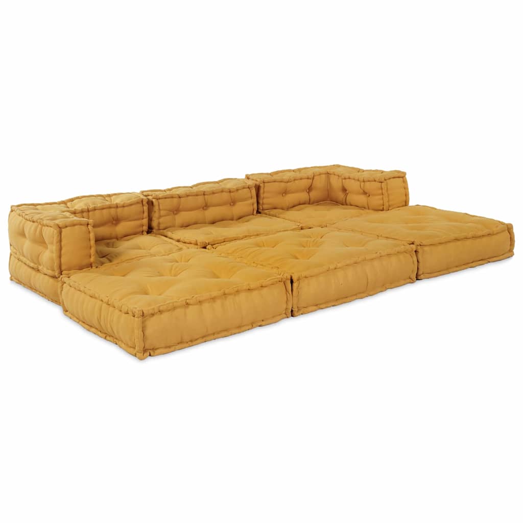 Modulair Sofabet 2 pcs Geel 140 x 70 x 56 cm Stof – afbeelding 2