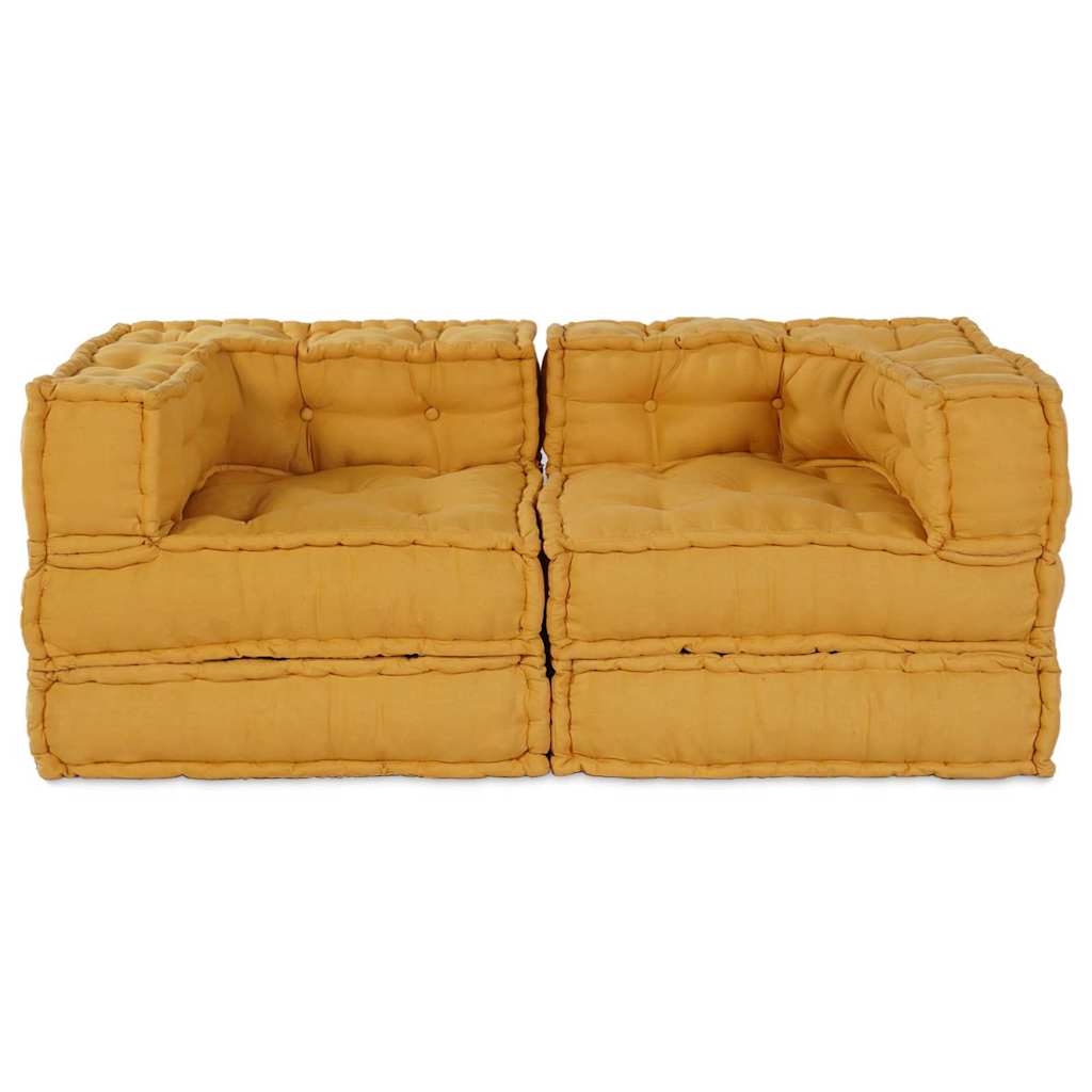 Modulair Sofabet 2 pcs Geel 140 x 70 x 56 cm Stof – afbeelding 8