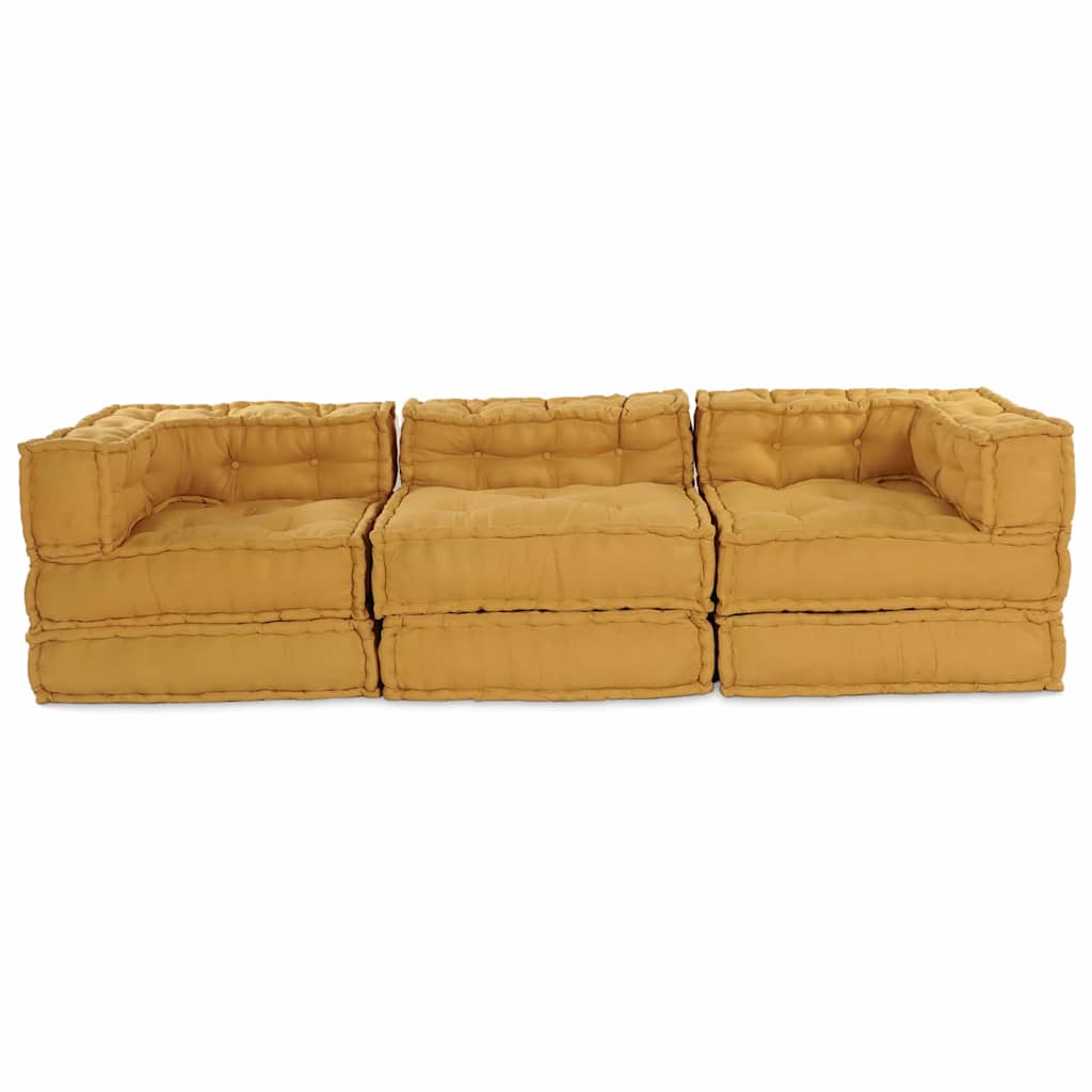 Modulair Sofabet 3 pcs Geel Stof – afbeelding 6