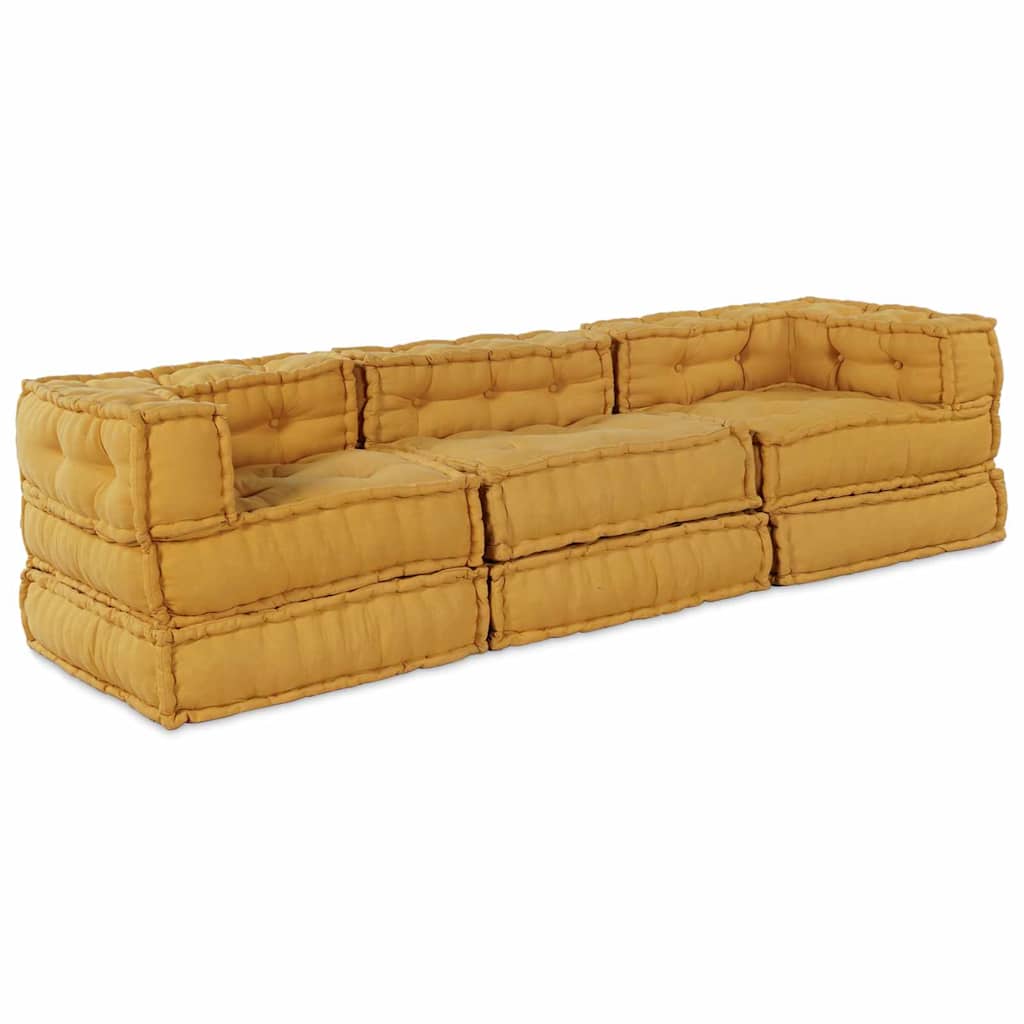 Modulair Sofabet 3 pcs Geel Stof – afbeelding 8
