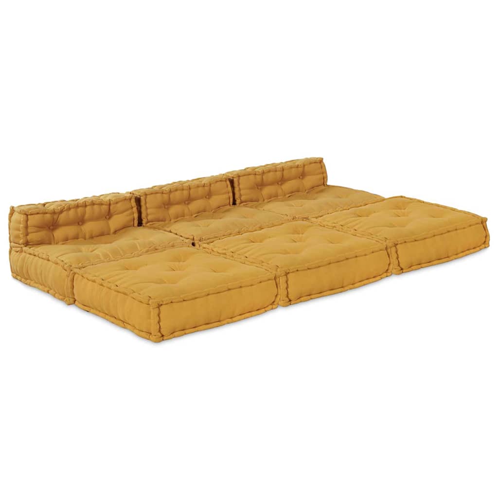 Modulair Sofabet 4 pcs Geel Stof – afbeelding 1