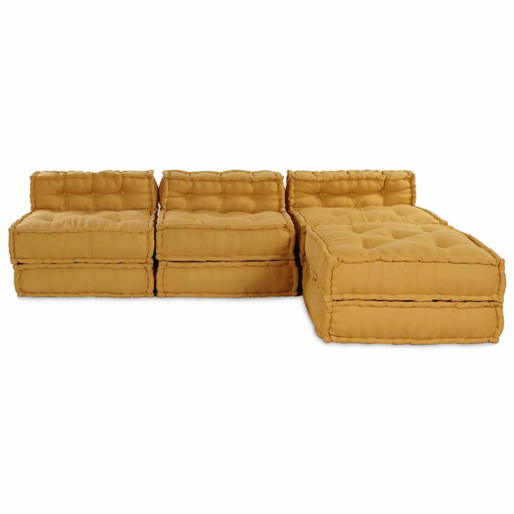 Modulair Sofabet 4 pcs Geel Stof – afbeelding 6