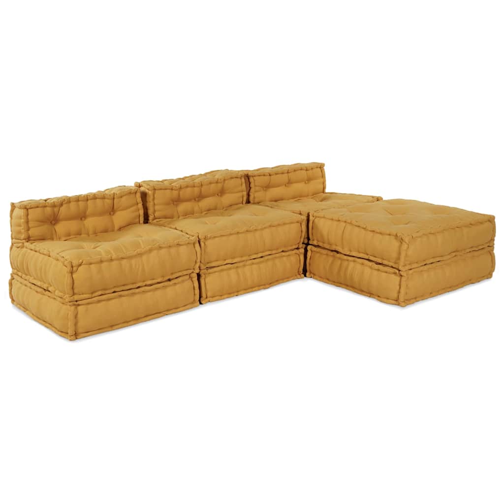 Modulair Sofabet 4 pcs Geel Stof – afbeelding 8