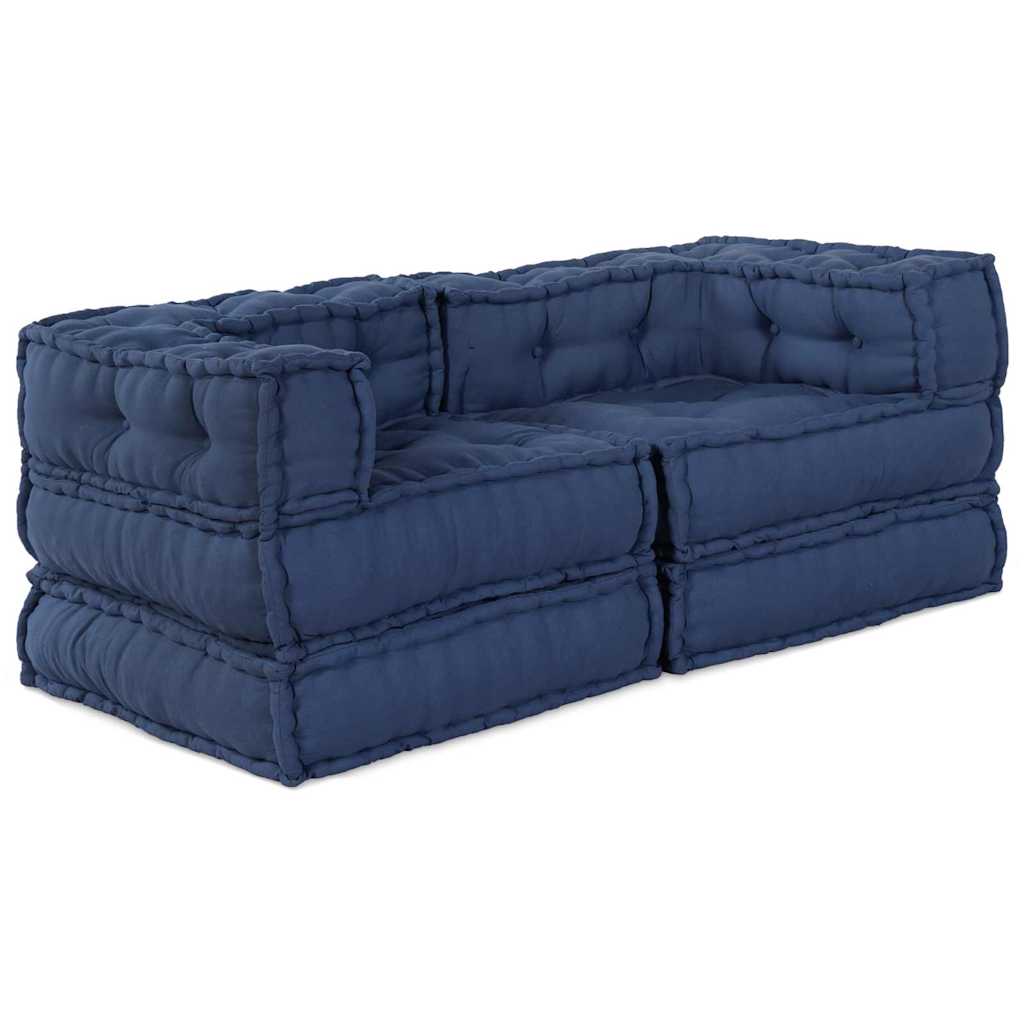Modulair Sofabet 2 pcs Indigo 140 x 70 x 56 cm Stof – afbeelding 1