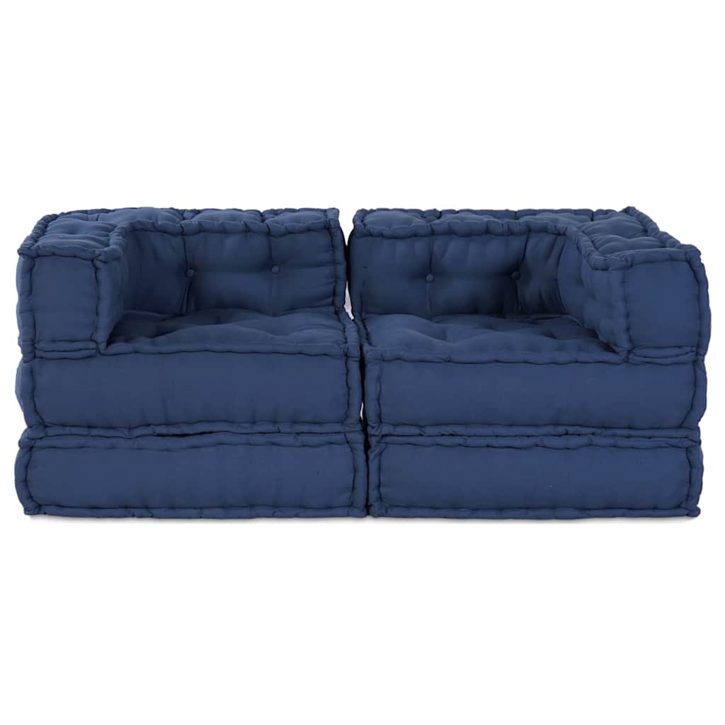 Modulair Sofabet 2 pcs Indigo 140 x 70 x 56 cm Stof – afbeelding 7